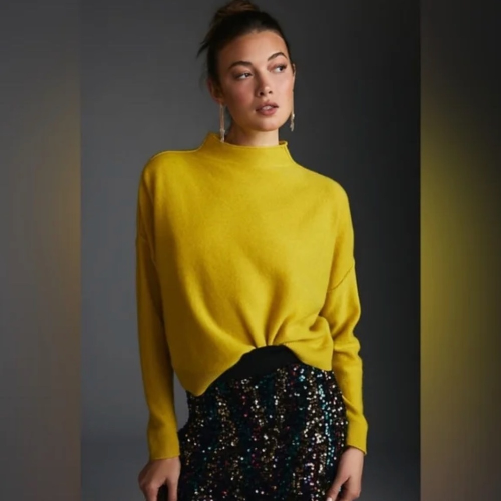 Pilcro Anthropologie The Alani Cashmere Mock Neck Sweater Size XS